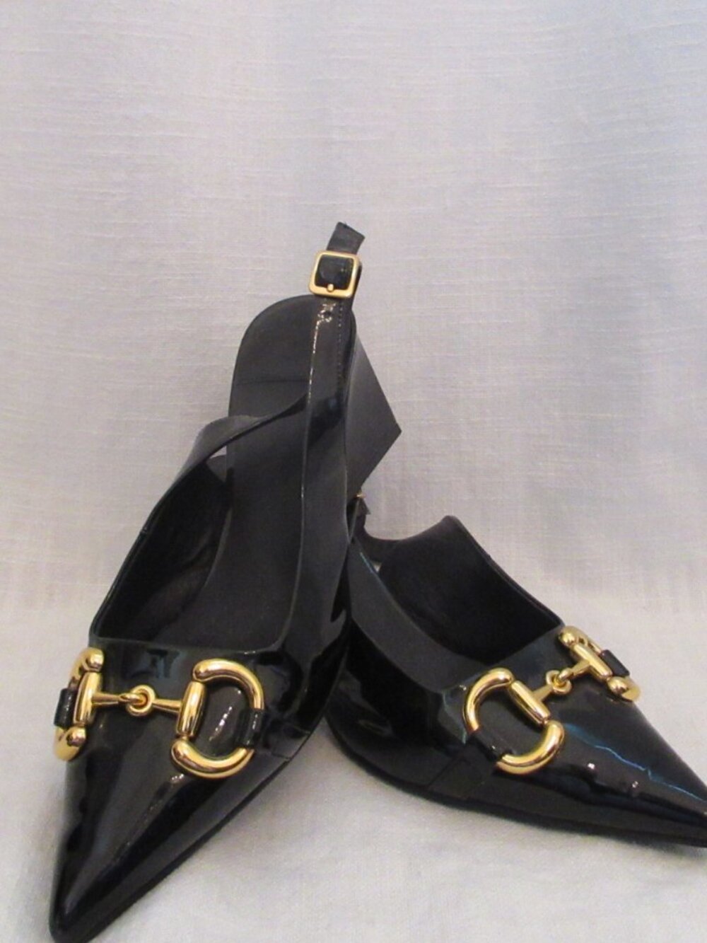 Jeffrey Campbell Black Patent Slingback Heels, Size 6 (Lightly Worn)